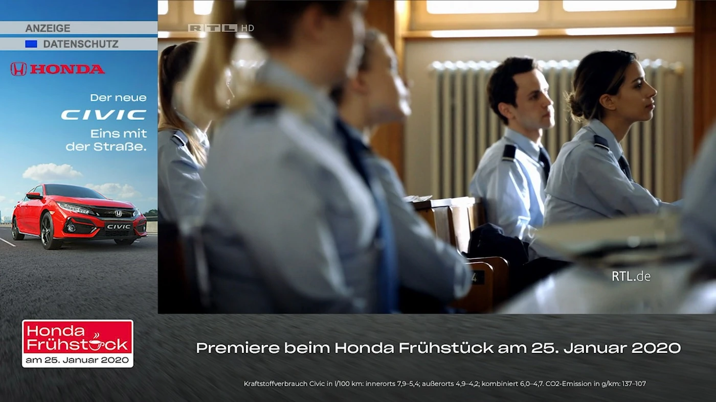 ATV-Banner von Honda im laufenden RTL-Programm