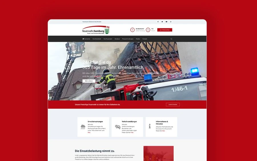 Freiwillige Feuerwehr Homburg – Website-Ansicht