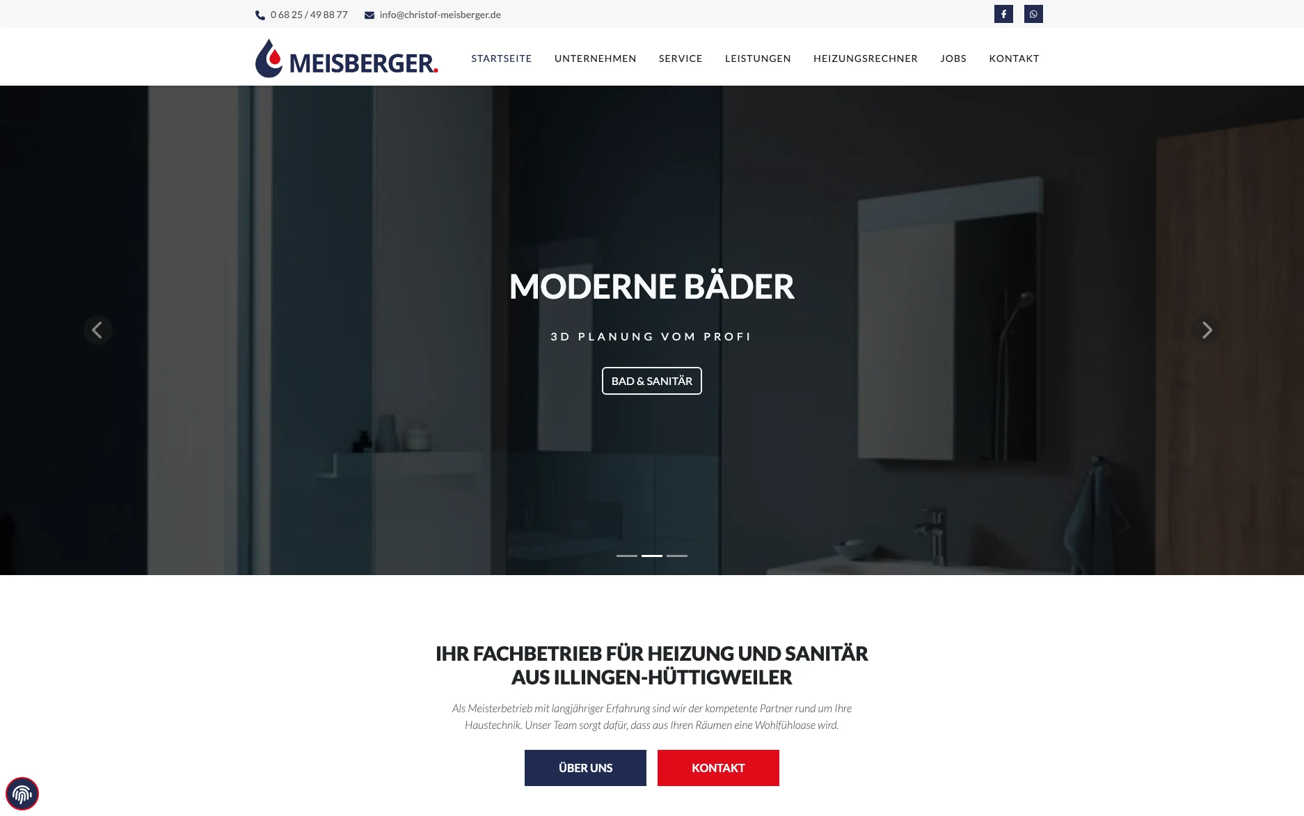 MEISBERGER Heizung & Sanitär – Website-Ansicht