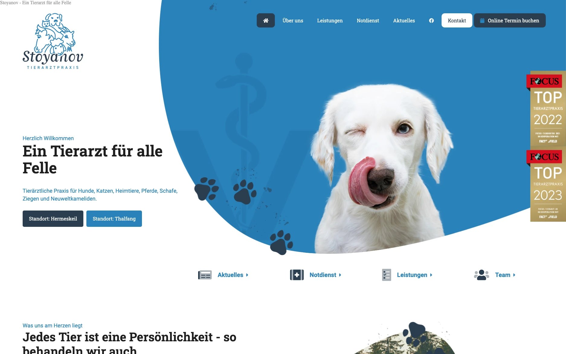 Tierarztpraxis Stoyanov – Website-Ansicht