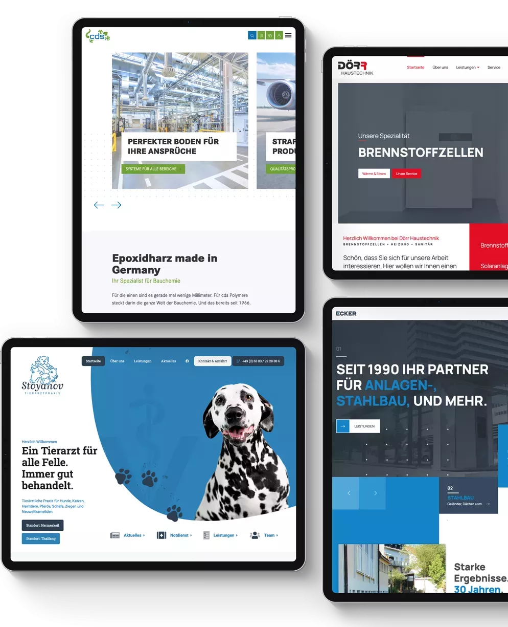 Website-Referenzen auf Tablets